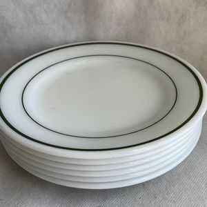 5 Vintage Pyrex Corning ware green band plate